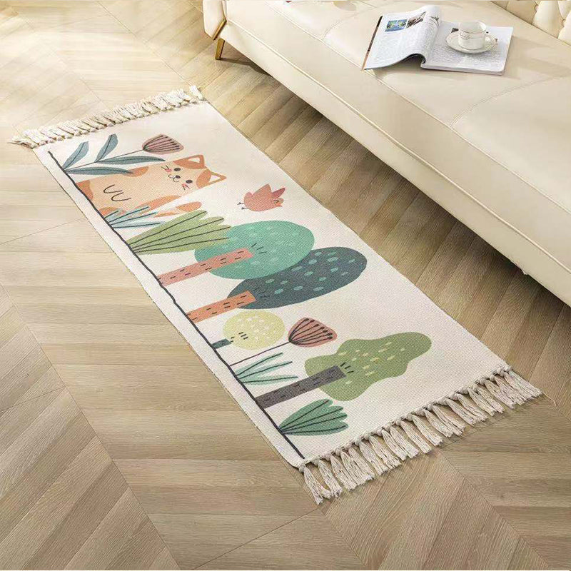 Vintage Ethnic Pattern Rug Multicolor Eclectic Rug Cotton Machine Washable Carpet for Living Room Green Clearhalo 'Area Rug' 'Bohemian' 'Rugs' Rug' 2047027