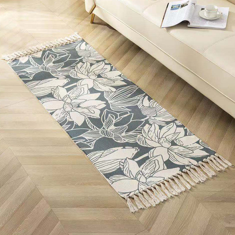 Vintage Ethnic Pattern Rug Multicolor Eclectic Rug Cotton Machine Washable Carpet for Living Room Light Blue Clearhalo 'Area Rug' 'Bohemian' 'Rugs' Rug' 2047037