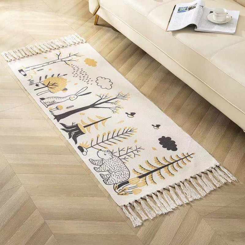 Vintage Ethnic Pattern Rug Multicolor Eclectic Rug Cotton Machine Washable Carpet for Living Room Black-Yellow Clearhalo 'Area Rug' 'Bohemian' 'Rugs' Rug' 2047040