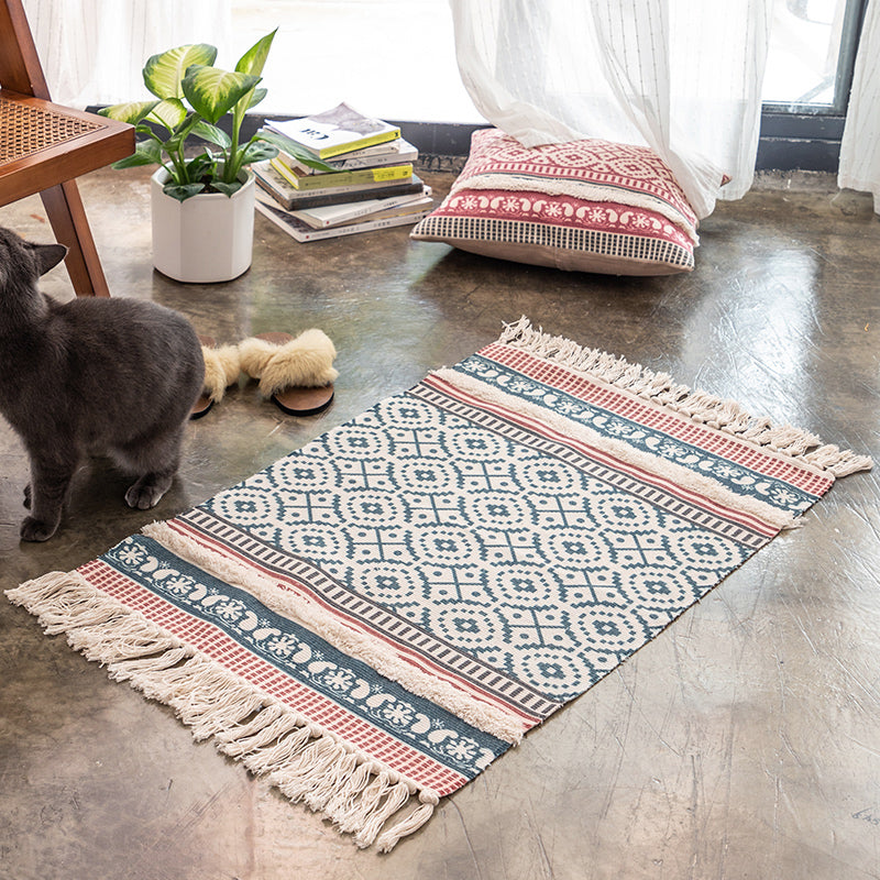 Bohemian Circles Indoor Rug Multi-Color Cotton Carpet Pet Friendly Rug for Living Room Clearhalo 'Area Rug' 'Bohemian' 'Rugs' Rug' 2047051