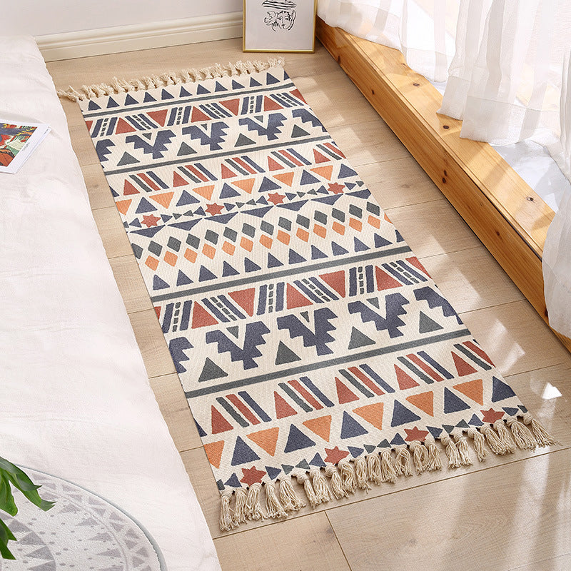 Multi Color Funky Rug Cotton Geometric Shapes Rug Pet Friendly Machine Washable Carpet for Bedroom Clearhalo 'Area Rug' 'Bohemian' 'Rugs' Rug' 2047059