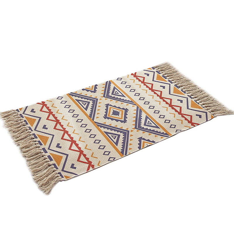 Multi Color Funky Rug Cotton Geometric Shapes Rug Pet Friendly Machine Washable Carpet for Bedroom Clearhalo 'Area Rug' 'Bohemian' 'Rugs' Rug' 2047063