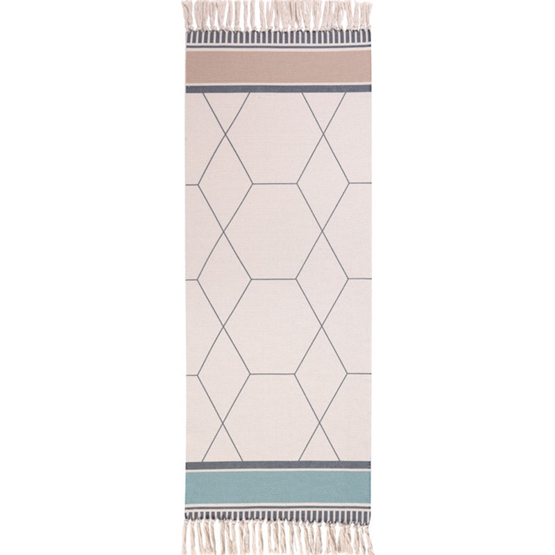 Multi Color Funky Rug Cotton Geometric Shapes Rug Pet Friendly Machine Washable Carpet for Bedroom Blue-Brown Clearhalo 'Area Rug' 'Bohemian' 'Rugs' Rug' 2047065