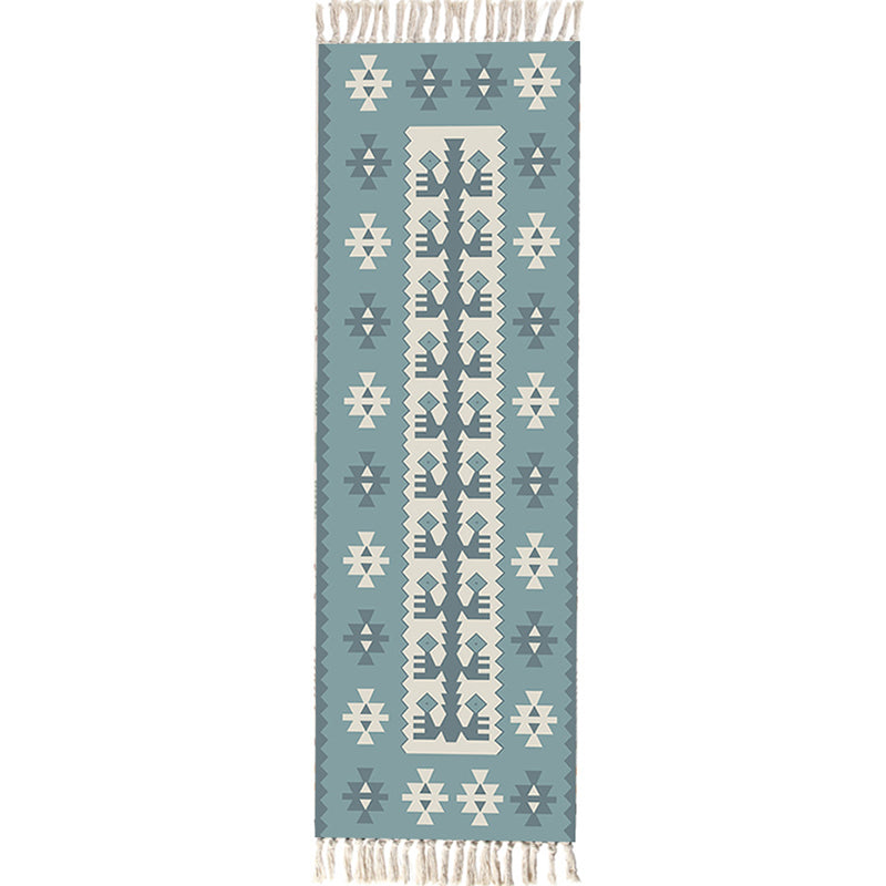 Multi Color Funky Rug Cotton Geometric Shapes Rug Pet Friendly Machine Washable Carpet for Bedroom Blue Clearhalo 'Area Rug' 'Bohemian' 'Rugs' Rug' 2047070