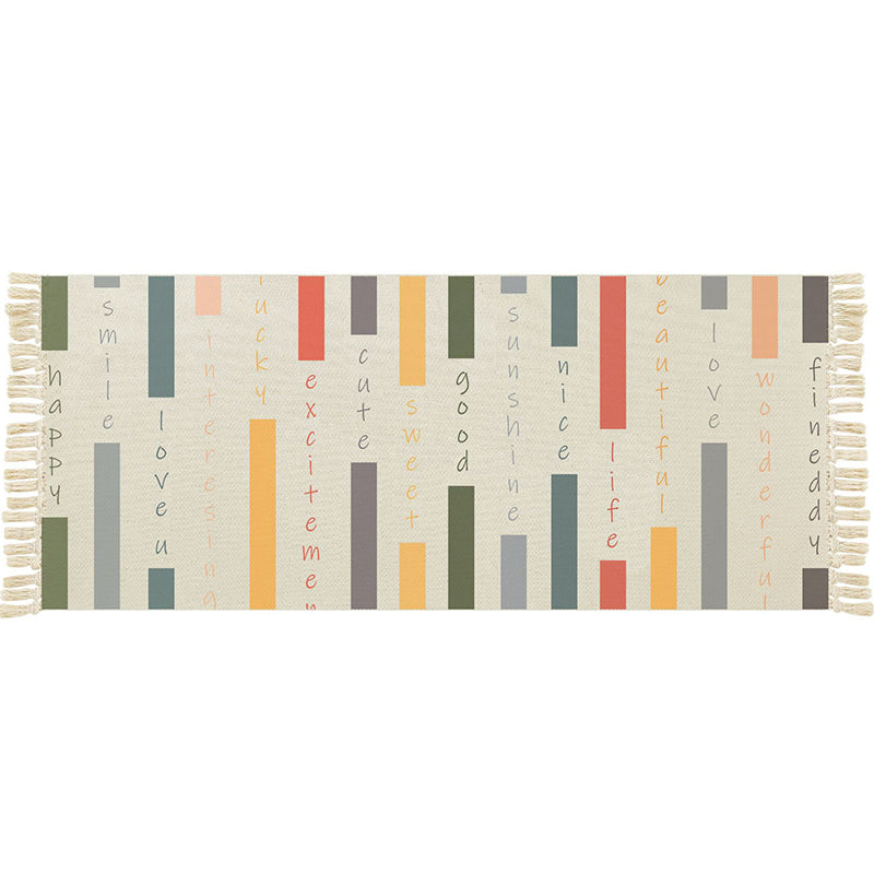 Multi Color Funky Rug Cotton Geometric Shapes Rug Pet Friendly Machine Washable Carpet for Bedroom Yellow-Green Clearhalo 'Area Rug' 'Bohemian' 'Rugs' Rug' 2047078