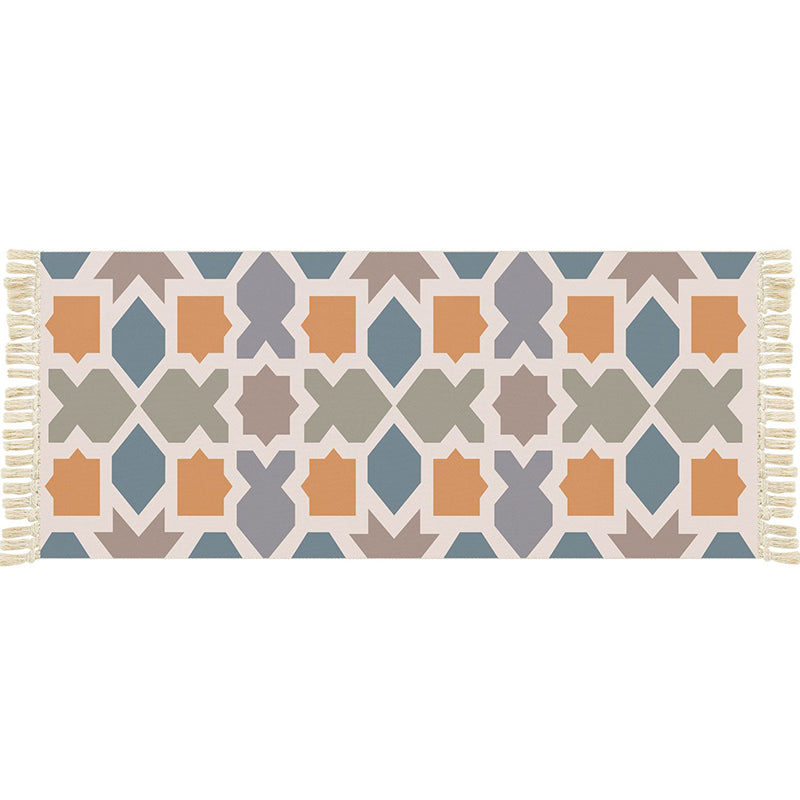 Multi Color Funky Rug Cotton Geometric Shapes Rug Pet Friendly Machine Washable Carpet for Bedroom Dark Blue-Gray Clearhalo 'Area Rug' 'Bohemian' 'Rugs' Rug' 2047083