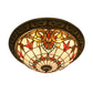 16"/19.5" W Victorian Stained Glass Ceiling Light for Bedroom 4 Lights Half Globe Flush Mount Light Fixture in Beige Beige 19.5" Clearhalo 'Ceiling Lights' 'Close To Ceiling Lights' 'Close to ceiling' 'Flush mount' Lighting' 20471