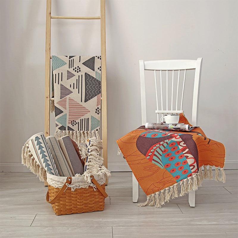 Vintage Multicolor Geometric Rug Cotton Bohemian Carpet Machine Washable Rug for Home Clearhalo 'Area Rug' 'Bohemian' 'Rugs' Rug' 2047106