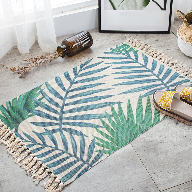 Multi-Color Palm Leaf Rug Cotton Bohemia Rug Machine Washable Carpet for Room Clearhalo 'Area Rug' 'Bohemian' 'Rugs' Rug' 2047166