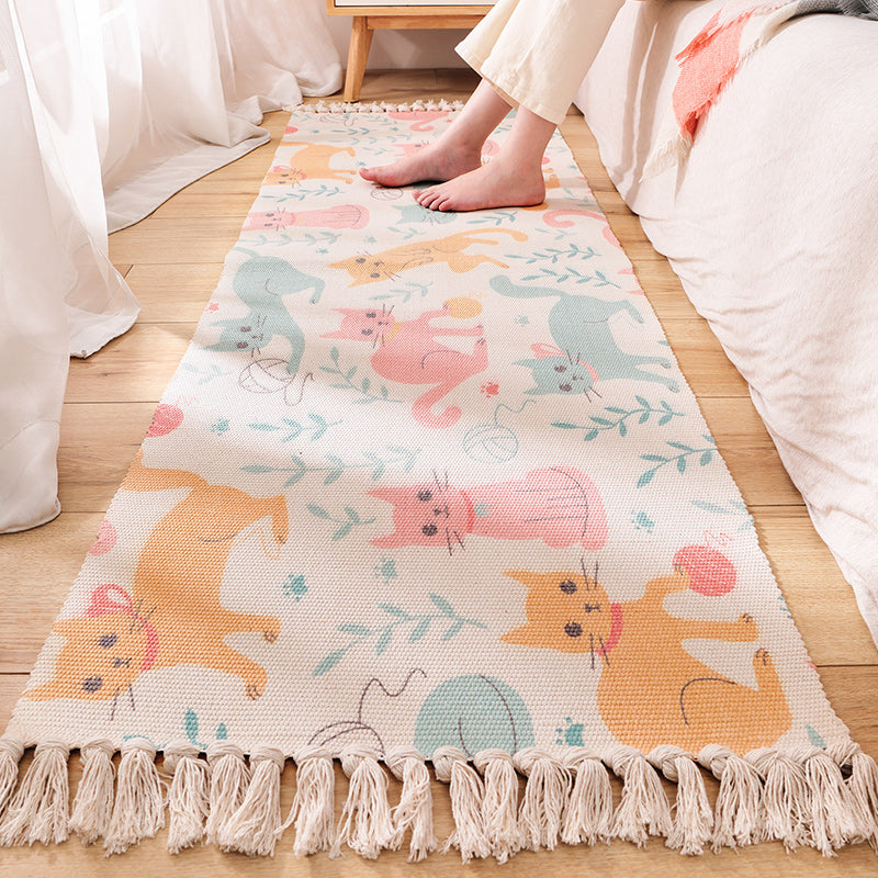 Cartoon Animal Patterned Rug Colorful Cotton Rug Washable Pet Friendly Rug for Nursery Blue Clearhalo 'Area Rug' 'Rug' 2047178