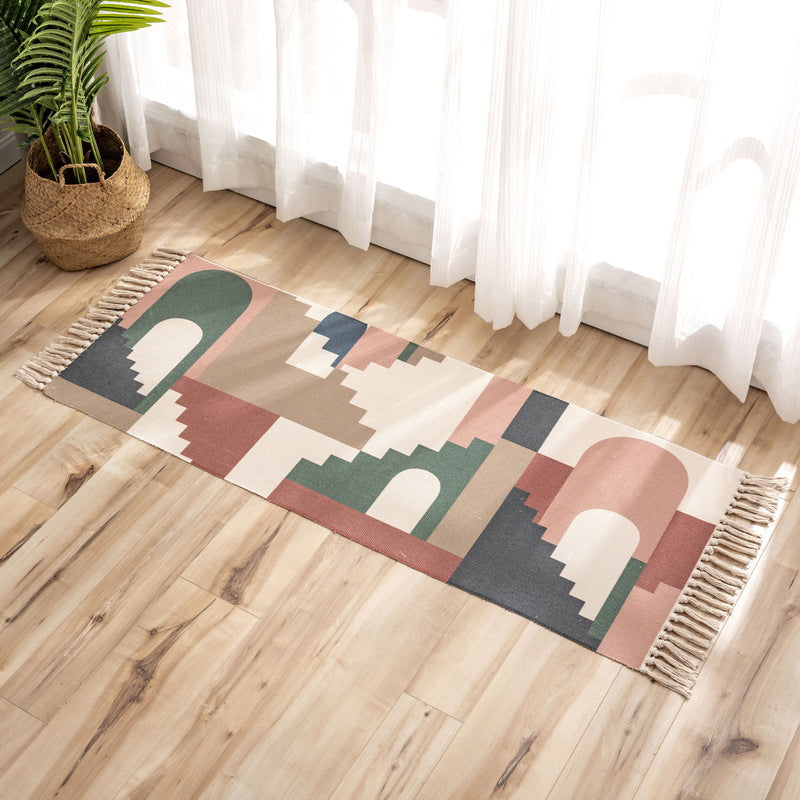 Unique Multicolor Minimalist Rug Polyester Plant Rug Washable Pet Friendly Rug for Great Room Pink Clearhalo 'Area Rug' 'Bohemian' 'Rugs' Rug' 2047202