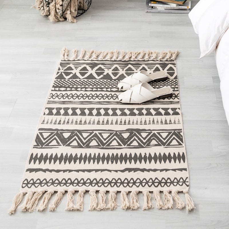 Creative Shiplap Rug Multi-Color Boho Chic Rug Cotton Pet Friendly Rug for Home Brown 2' x 2'11" Clearhalo 'Area Rug' 'Bohemian' 'Rugs' Rug' 2047220