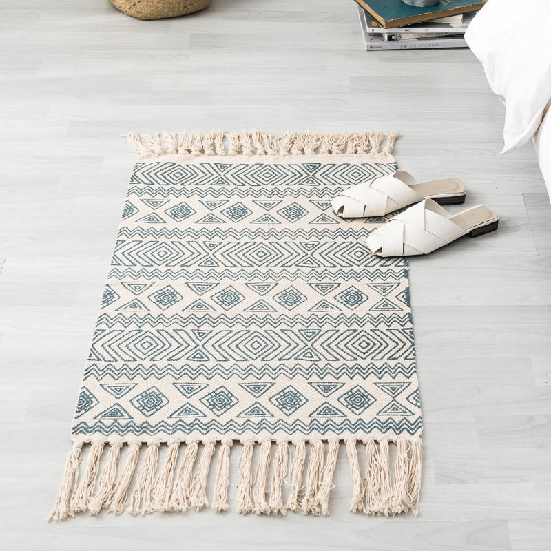 Creative Shiplap Rug Multi-Color Boho Chic Rug Cotton Pet Friendly Rug for Home Gray-Blue 2' x 2'11" Clearhalo 'Area Rug' 'Bohemian' 'Rugs' Rug' 2047222