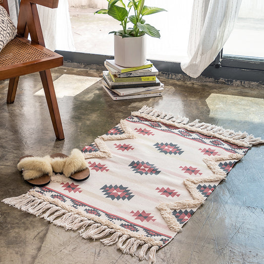 Eclectic Room Rug Multicolor Rhombus Patterned Rug Cotton Pet Friendly Area Carpet Clearhalo 'Area Rug' 'Bohemian' 'Rugs' Rug' 2047232