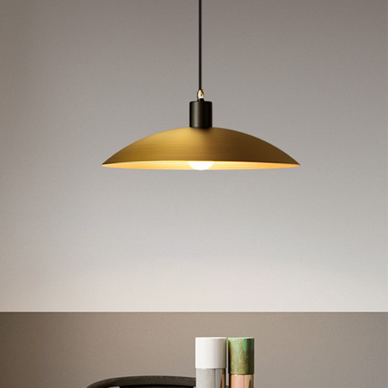 10"/12" Wide Dome Restaurant Ceiling Light Industrial Wrought Iron 1-Light Brass Hanging Pendant Light Brass 12" Clearhalo 'Art Deco Pendants' 'Cast Iron' 'Ceiling Lights' 'Ceramic' 'Crystal' 'Industrial Pendants' 'Industrial' 'Metal' 'Middle Century Pendants' 'Pendant Lights' 'Pendants' 'Tiffany' Lighting' 204747