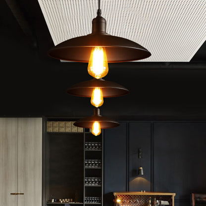 12.5"/16" Wide Dome Restaurant Light Fixture Industrial Metal 1-Light Black/White Hanging Pendant Lamp Black 12.5" Clearhalo 'Art Deco Pendants' 'Black' 'Cast Iron' 'Ceiling Lights' 'Ceramic' 'Crystal' 'Industrial Pendants' 'Industrial' 'Metal' 'Middle Century Pendants' 'Pendant Lights' 'Pendants' 'Rustic Pendants' 'Tiffany' Lighting' 204778