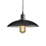 12.5"/16" Wide Dome Restaurant Light Fixture Industrial Metal 1-Light Black/White Hanging Pendant Lamp Clearhalo 'Art Deco Pendants' 'Black' 'Cast Iron' 'Ceiling Lights' 'Ceramic' 'Crystal' 'Industrial Pendants' 'Industrial' 'Metal' 'Middle Century Pendants' 'Pendant Lights' 'Pendants' 'Rustic Pendants' 'Tiffany' Lighting' 204779