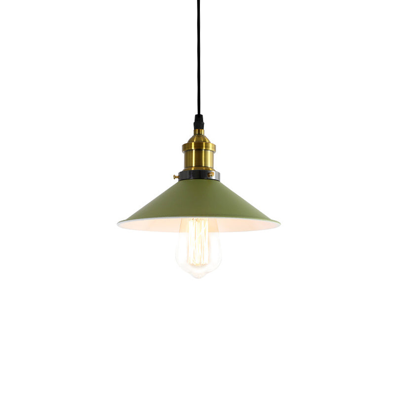 Cone Shade Restaurant Pendant Light Industrial Metal 1-Light Green/Grey Hanging Lamp Clearhalo 'Art Deco Pendants' 'Cast Iron' 'Ceiling Lights' 'Ceramic' 'Crystal' 'Industrial Pendants' 'Industrial' 'Metal' 'Middle Century Pendants' 'Pendant Lights' 'Pendants' 'Tiffany' Lighting' 204801