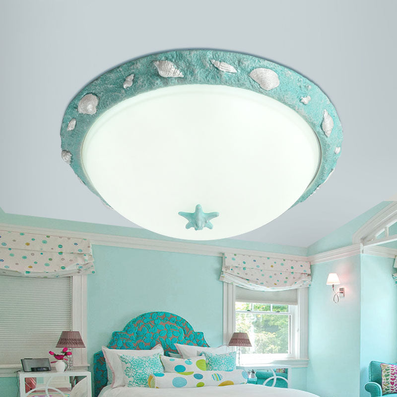 Girls Bedroom Dome Ceiling Fixture Opal Glass Modern Stylish Green Flush Mount Light Green Clearhalo 'Ceiling Lights' 'Close To Ceiling Lights' 'Close to ceiling' 'Flush mount' Lighting' 204871