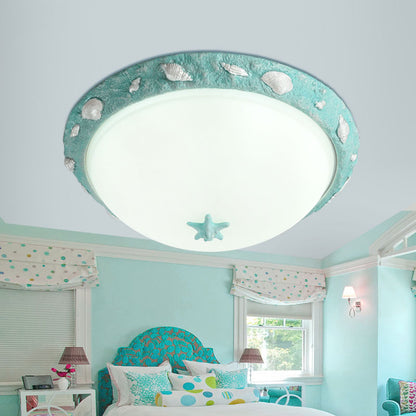 Girls Bedroom Dome Ceiling Fixture Opal Glass Modern Stylish Green Flush Mount Light Green Clearhalo 'Ceiling Lights' 'Close To Ceiling Lights' 'Close to ceiling' 'Flush mount' Lighting' 204871
