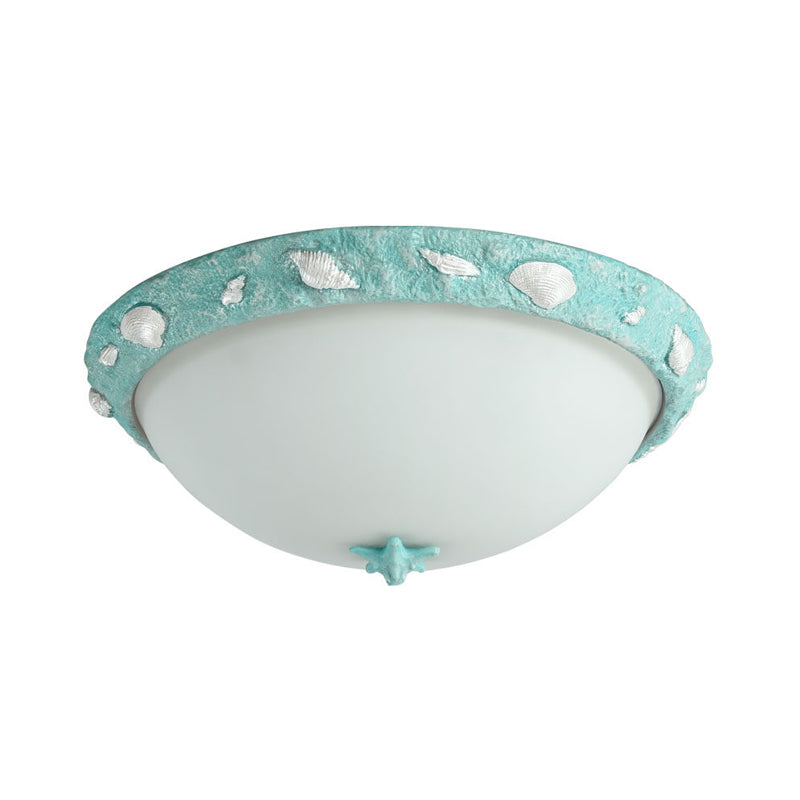 Girls Bedroom Dome Ceiling Fixture Opal Glass Modern Stylish Green Flush Mount Light Clearhalo 'Ceiling Lights' 'Close To Ceiling Lights' 'Close to ceiling' 'Flush mount' Lighting' 204873