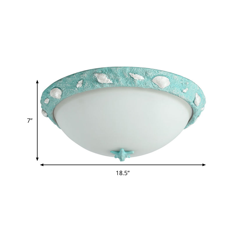 Girls Bedroom Dome Ceiling Fixture Opal Glass Modern Stylish Green Flush Mount Light Clearhalo 'Ceiling Lights' 'Close To Ceiling Lights' 'Close to ceiling' 'Flush mount' Lighting' 204874