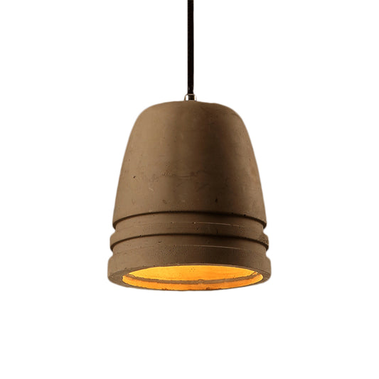 Brown 1-Light Light Fixture Industrial Cement Bell Shape Hanging Ceiling Light for Bedroom Clearhalo 'Ceiling Lights' 'Industrial Pendants' 'Industrial' 'Middle Century Pendants' 'Pendant Lights' 'Pendants' 'Tiffany' Lighting' 204920