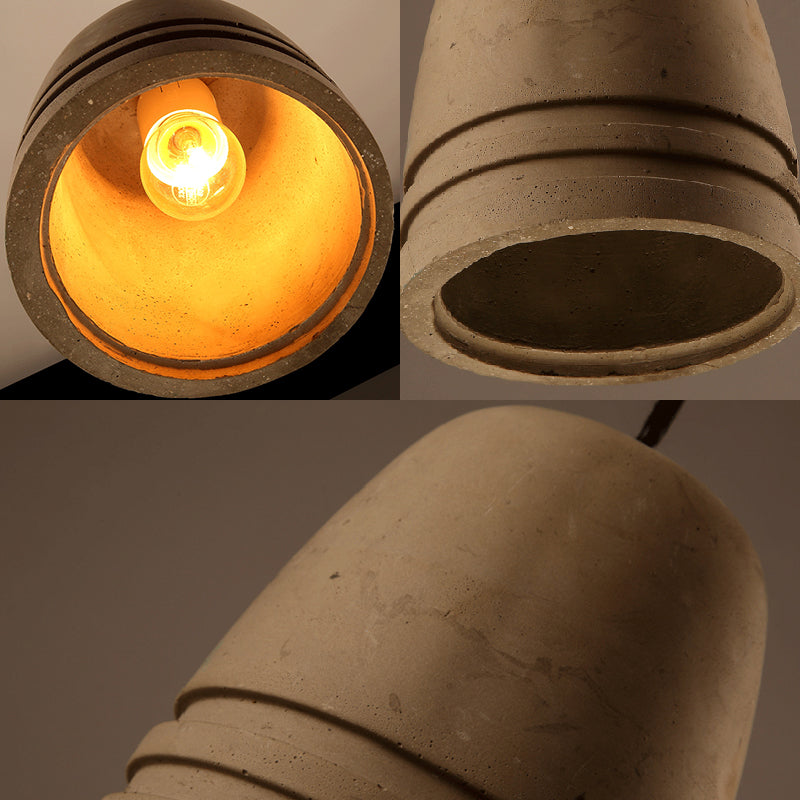 Brown 1-Light Light Fixture Industrial Cement Bell Shape Hanging Ceiling Light for Bedroom Clearhalo 'Ceiling Lights' 'Industrial Pendants' 'Industrial' 'Middle Century Pendants' 'Pendant Lights' 'Pendants' 'Tiffany' Lighting' 204922