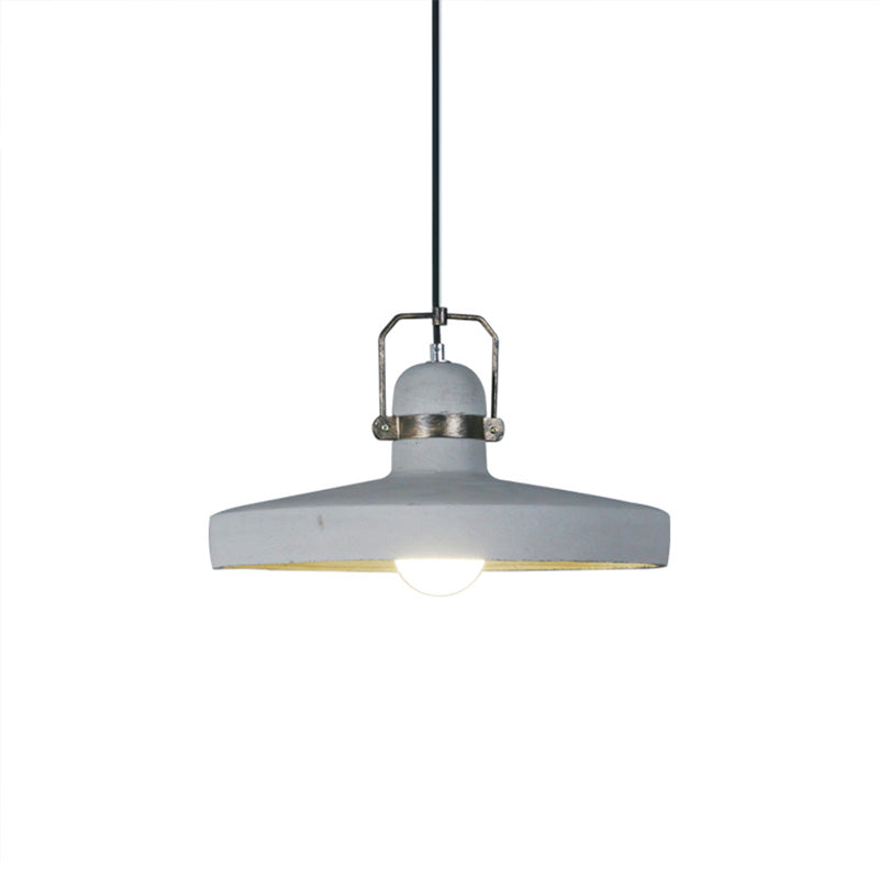 Grey 1-Bulb Pendant Lamp Antique Cement and Metal Barn Shape Hanging Light Fixture for Restaurant Clearhalo 'Ceiling Lights' 'Industrial Pendants' 'Industrial' 'Middle Century Pendants' 'Pendant Lights' 'Pendants' 'Tiffany' Lighting' 204930