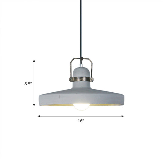 Grey 1-Bulb Pendant Lamp Antique Cement and Metal Barn Shape Hanging Light Fixture for Restaurant Clearhalo 'Ceiling Lights' 'Industrial Pendants' 'Industrial' 'Middle Century Pendants' 'Pendant Lights' 'Pendants' 'Tiffany' Lighting' 204931
