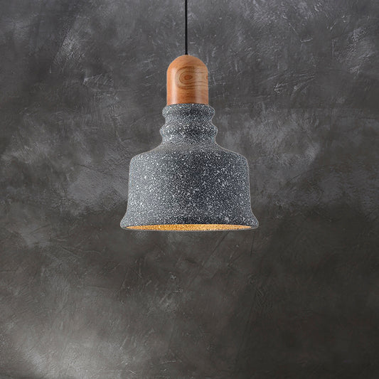 Grey 1-Bulb Pendant Light Industrial Cement Upside-down Trifle Hanging Light Fixture for Restaurant Grey Clearhalo 'Ceiling Lights' 'Industrial Pendants' 'Industrial' 'Middle Century Pendants' 'Pendant Lights' 'Pendants' 'Tiffany' Lighting' 204939