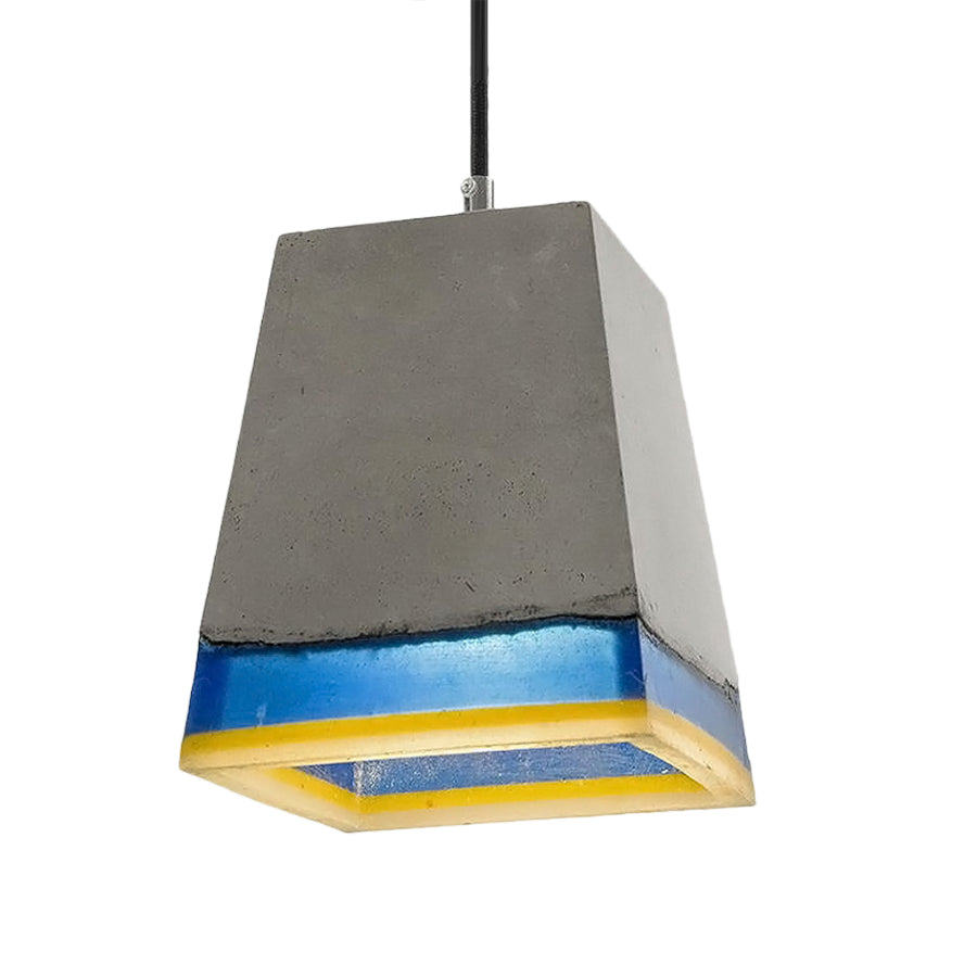 Grey 1-Light Hanging Light Fixture Modern Cement Pyramid Pendant Light for Living Room Clearhalo 'Ceiling Lights' 'Industrial Pendants' 'Industrial' 'Middle Century Pendants' 'Pendant Lights' 'Pendants' 'Tiffany' Lighting' 204976