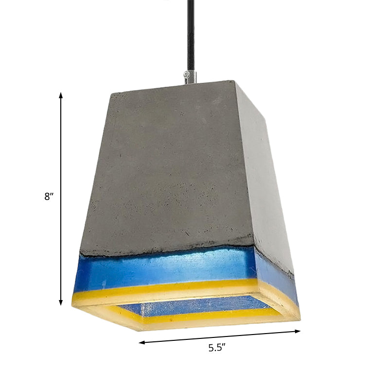 Grey 1-Light Hanging Light Fixture Modern Cement Pyramid Pendant Light for Living Room Clearhalo 'Ceiling Lights' 'Industrial Pendants' 'Industrial' 'Middle Century Pendants' 'Pendant Lights' 'Pendants' 'Tiffany' Lighting' 204977