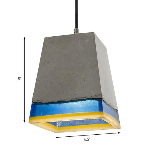 Grey 1-Light Hanging Light Fixture Modern Cement Pyramid Pendant Light for Living Room Clearhalo 'Ceiling Lights' 'Industrial Pendants' 'Industrial' 'Middle Century Pendants' 'Pendant Lights' 'Pendants' 'Tiffany' Lighting' 204977