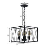 Black Cuboid Wire Frame Pendant Vintage Iron 4 Heads Dining Room Hanging Light Fixture Clearhalo 'Cast Iron' 'Ceiling Lights' 'Chandeliers' 'Industrial Chandeliers' 'Industrial' 'Metal' 'Middle Century Chandeliers' 'Rustic Chandeliers' 'Tiffany' Lighting' 204986