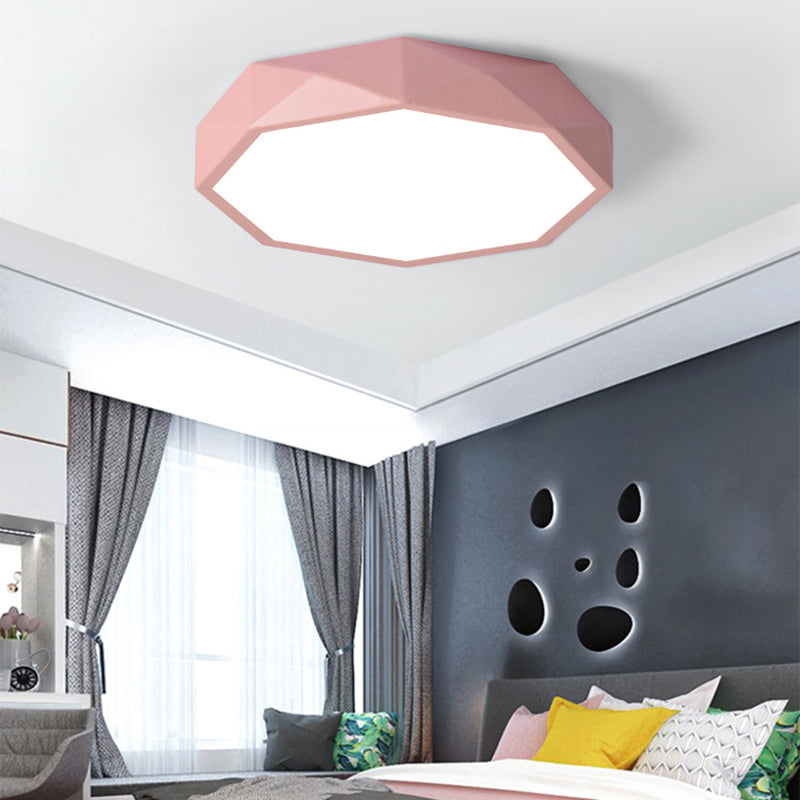Acrylic Octagon Shape Ceiling Lamp Macaron Loft LED Flush Mount Light for Kitchen Pink Clearhalo 'Ceiling Lights' 'Close To Ceiling Lights' 'Close to ceiling' 'Flush mount' Lighting' 205017