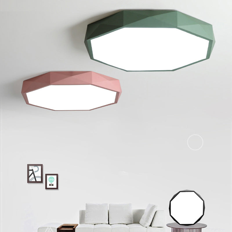 Acrylic Octagon Shape Ceiling Lamp Macaron Loft LED Flush Mount Light for Kitchen Clearhalo 'Ceiling Lights' 'Close To Ceiling Lights' 'Close to ceiling' 'Flush mount' Lighting' 205018