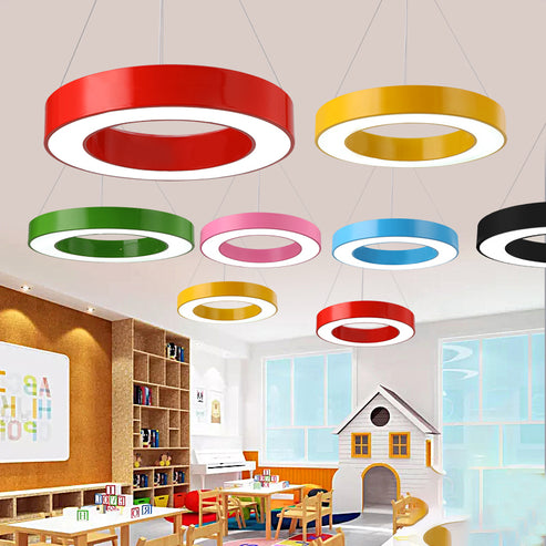 Integrated Led Drum Pendant Light Height Adjustable Metal Hanging Light ...