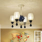 Oval Shade Chandelier with Sea Urchin Mediterranean Style Glass Hanging Light for Baby Bedroom 4 Dark Blue Clearhalo 'Ceiling Lights' 'Chandeliers' 'Close To Ceiling Lights' 'Glass shade' 'Glass' 'Pendant Lights' Lighting' 205043