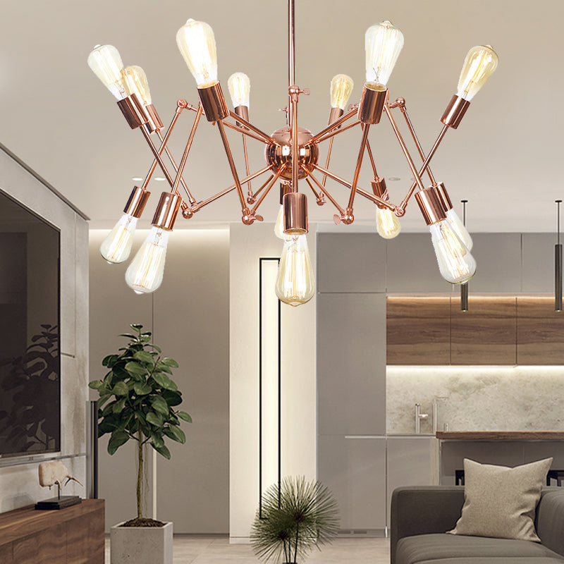 Copper Sputnik Pendant Chandelier Rustic Metal 6/8/10 Lights Indoor Pendant Light Fixture Clearhalo 'Cast Iron' 'Ceiling Lights' 'Chandeliers' 'Industrial Chandeliers' 'Industrial' 'Metal' 'Middle Century Chandeliers' 'Rustic Chandeliers' 'Tiffany' Lighting' 205053