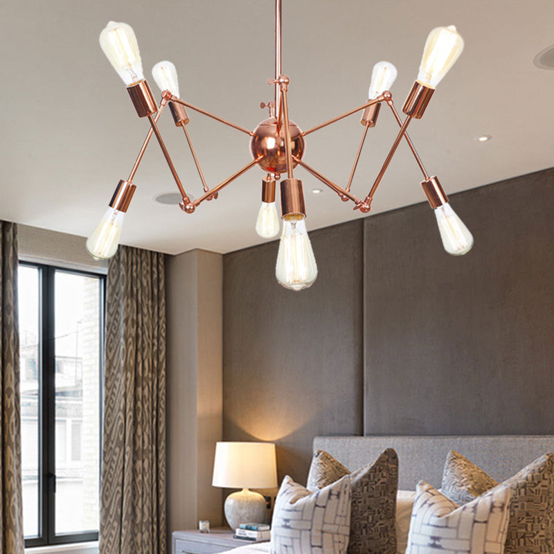 Copper Sputnik Pendant Chandelier Rustic Metal 6/8/10 Lights Indoor Pendant Light Fixture Clearhalo 'Cast Iron' 'Ceiling Lights' 'Chandeliers' 'Industrial Chandeliers' 'Industrial' 'Metal' 'Middle Century Chandeliers' 'Rustic Chandeliers' 'Tiffany' Lighting' 205059