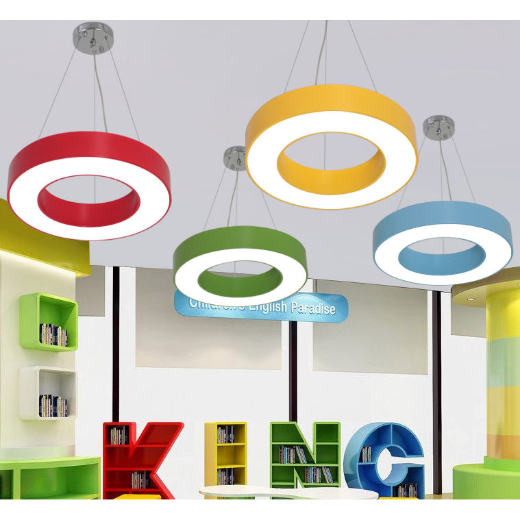 Integrated Led Drum Pendant Light Height Adjustable Metal Hanging Light for Play Room Clearhalo 'Ceiling Lights' 'Pendant Lights' 'Pendants' Lighting' 20506