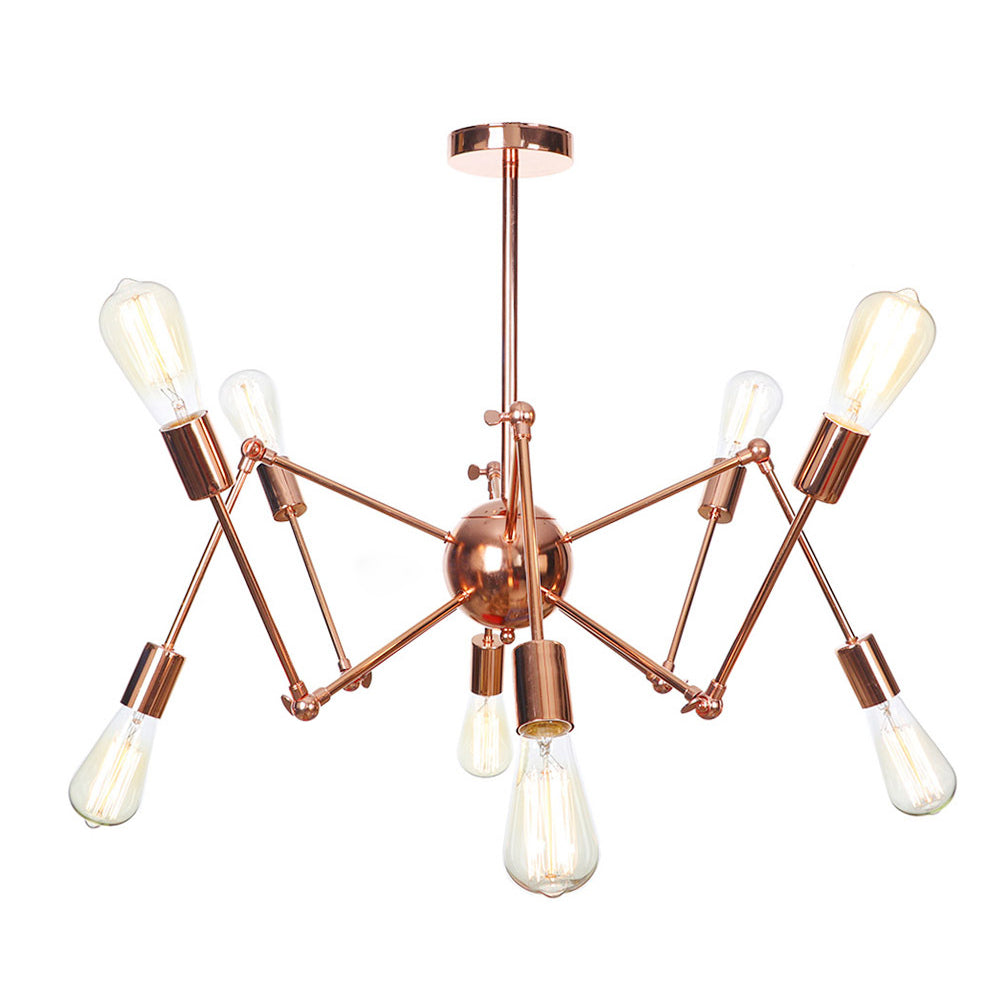 Copper Sputnik Pendant Chandelier Rustic Metal 6/8/10 Lights Indoor Pendant Light Fixture Clearhalo 'Cast Iron' 'Ceiling Lights' 'Chandeliers' 'Industrial Chandeliers' 'Industrial' 'Metal' 'Middle Century Chandeliers' 'Rustic Chandeliers' 'Tiffany' Lighting' 205060