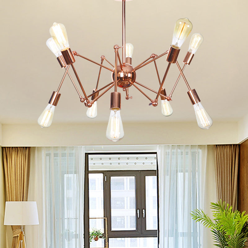 Copper Sputnik Pendant Chandelier Rustic Metal 6/8/10 Lights Indoor Pendant Light Fixture 10 Copper Clearhalo 'Cast Iron' 'Ceiling Lights' 'Chandeliers' 'Industrial Chandeliers' 'Industrial' 'Metal' 'Middle Century Chandeliers' 'Rustic Chandeliers' 'Tiffany' Lighting' 205061