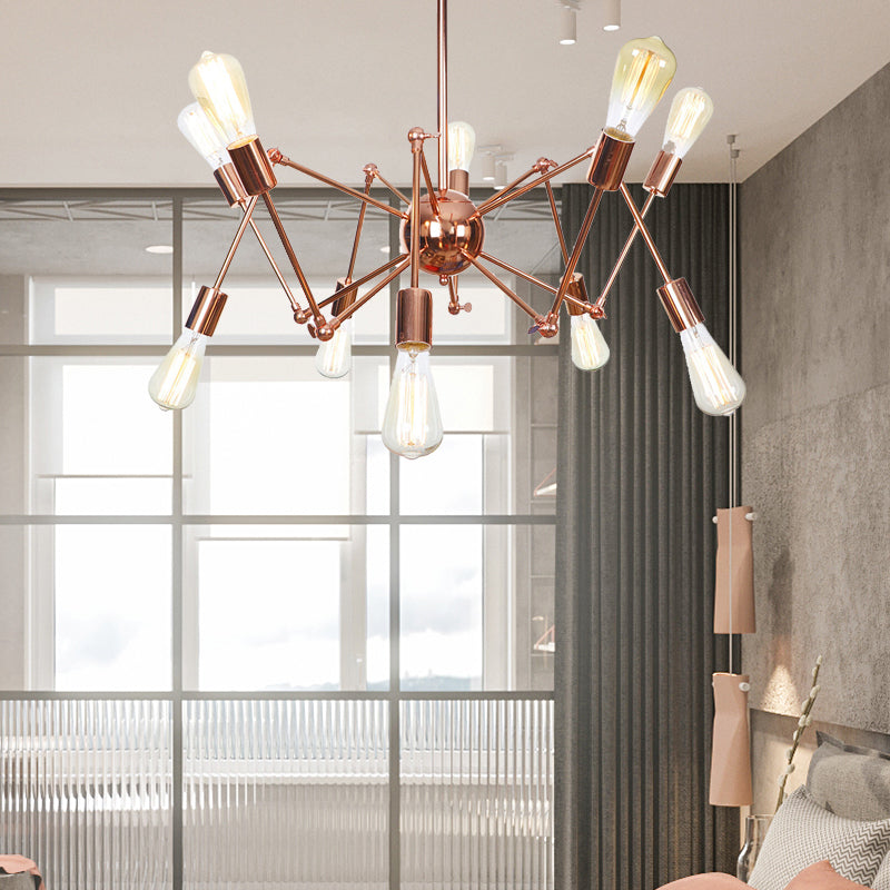 Copper Sputnik Pendant Chandelier Rustic Metal 6/8/10 Lights Indoor Pendant Light Fixture Clearhalo 'Cast Iron' 'Ceiling Lights' 'Chandeliers' 'Industrial Chandeliers' 'Industrial' 'Metal' 'Middle Century Chandeliers' 'Rustic Chandeliers' 'Tiffany' Lighting' 205062