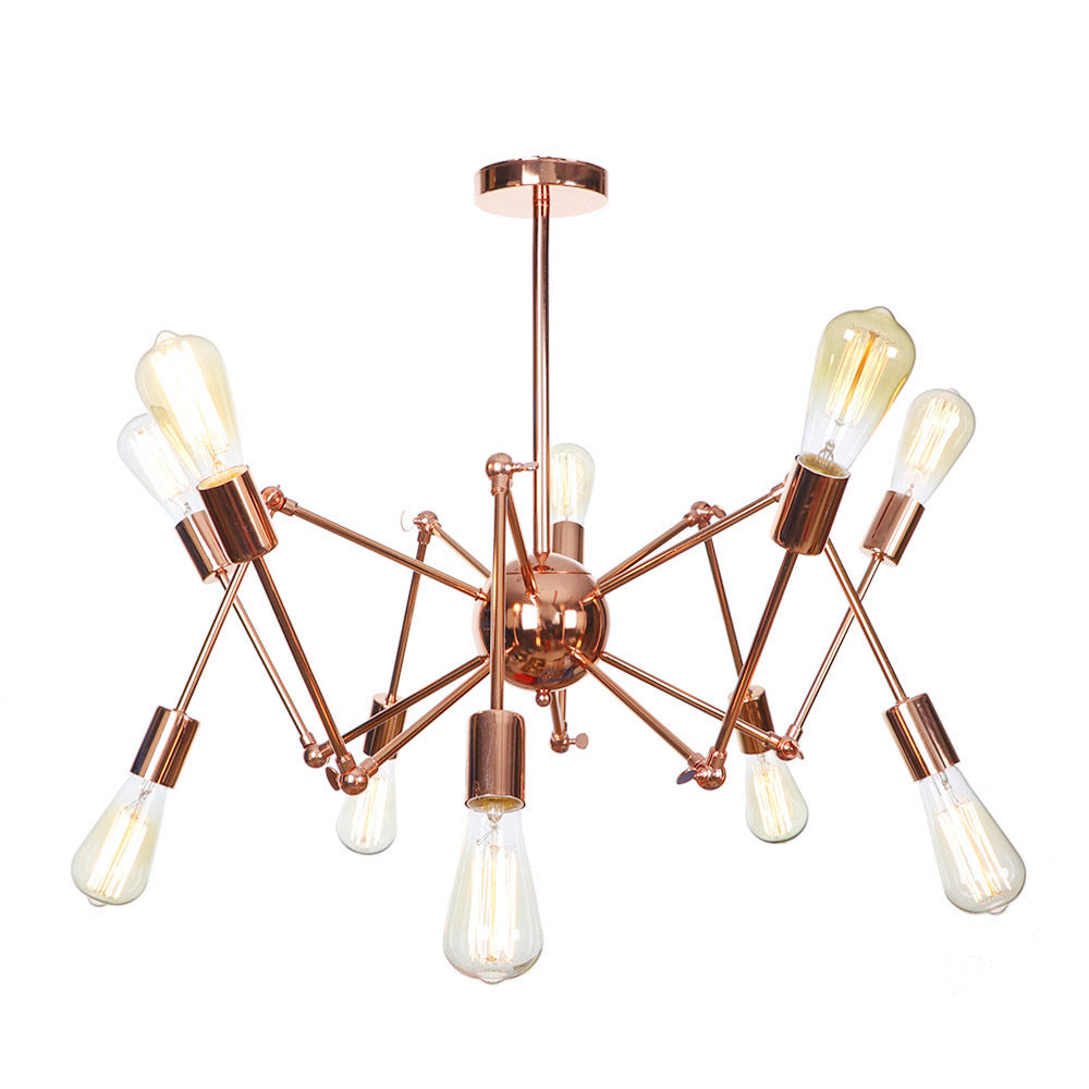 Copper Sputnik Pendant Chandelier Rustic Metal 6/8/10 Lights Indoor Pendant Light Fixture Clearhalo 'Cast Iron' 'Ceiling Lights' 'Chandeliers' 'Industrial Chandeliers' 'Industrial' 'Metal' 'Middle Century Chandeliers' 'Rustic Chandeliers' 'Tiffany' Lighting' 205063