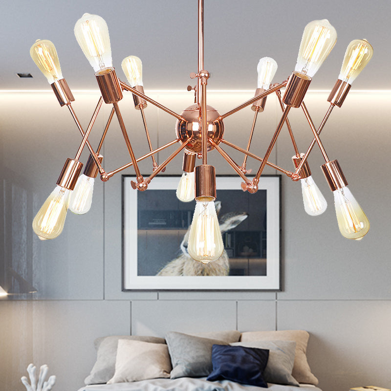 Copper Sputnik Pendant Chandelier Rustic Metal 6/8/10 Lights Indoor Pendant Light Fixture 12 Copper Clearhalo 'Cast Iron' 'Ceiling Lights' 'Chandeliers' 'Industrial Chandeliers' 'Industrial' 'Metal' 'Middle Century Chandeliers' 'Rustic Chandeliers' 'Tiffany' Lighting' 205064