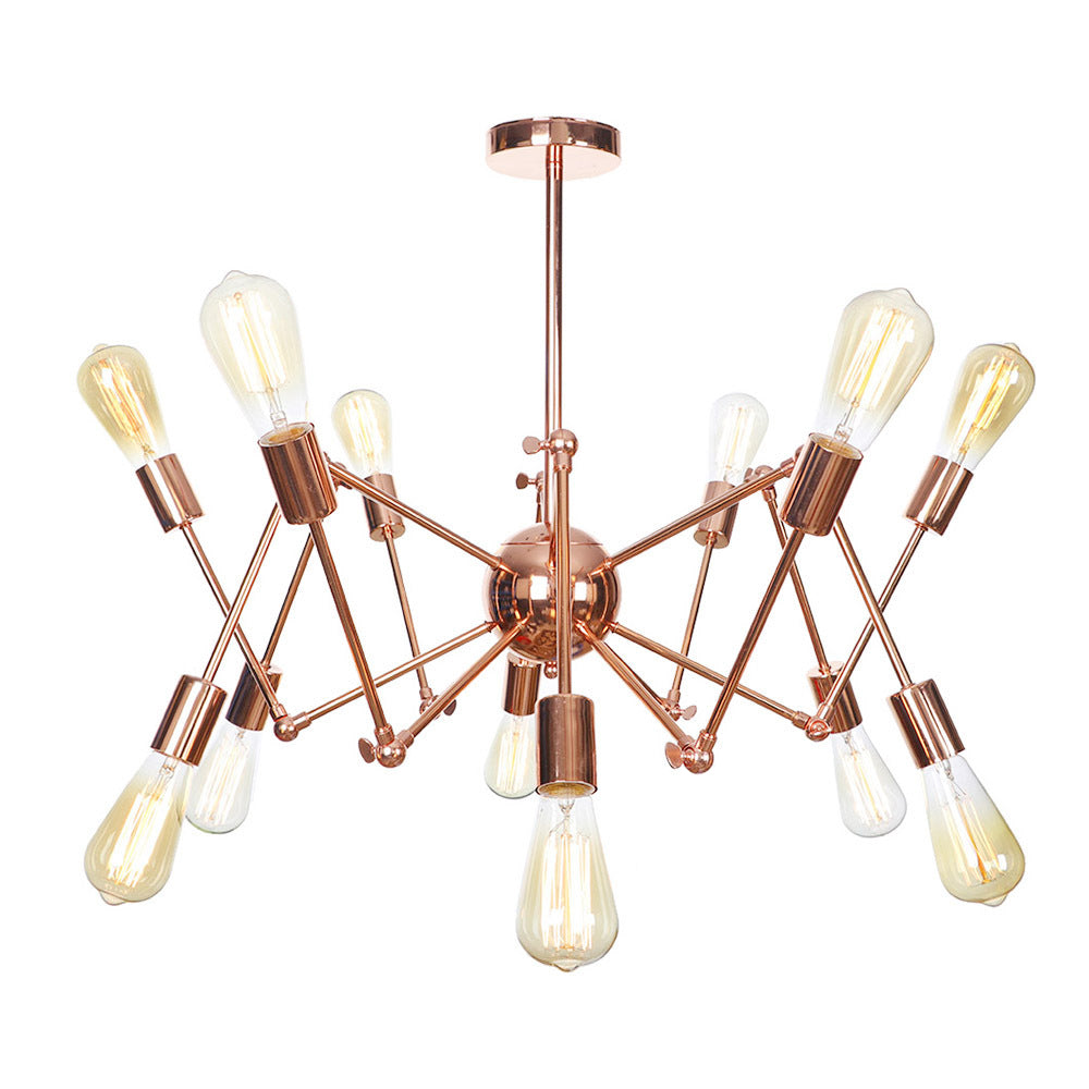 Copper Sputnik Pendant Chandelier Rustic Metal 6/8/10 Lights Indoor Pendant Light Fixture Clearhalo 'Cast Iron' 'Ceiling Lights' 'Chandeliers' 'Industrial Chandeliers' 'Industrial' 'Metal' 'Middle Century Chandeliers' 'Rustic Chandeliers' 'Tiffany' Lighting' 205066