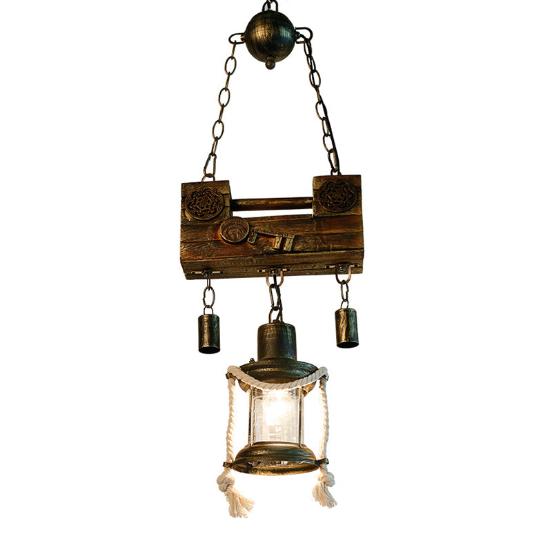 Metal Lantern Pendant Light Nautical Single Light Indoor Hanging Light Fixture with Rope in Brass Clearhalo 'Art Deco Pendants' 'Cast Iron' 'Ceiling Lights' 'Ceramic' 'Crystal' 'Industrial Pendants' 'Industrial' 'Metal' 'Middle Century Pendants' 'Pendant Lights' 'Pendants' 'Tiffany' Lighting' 205069