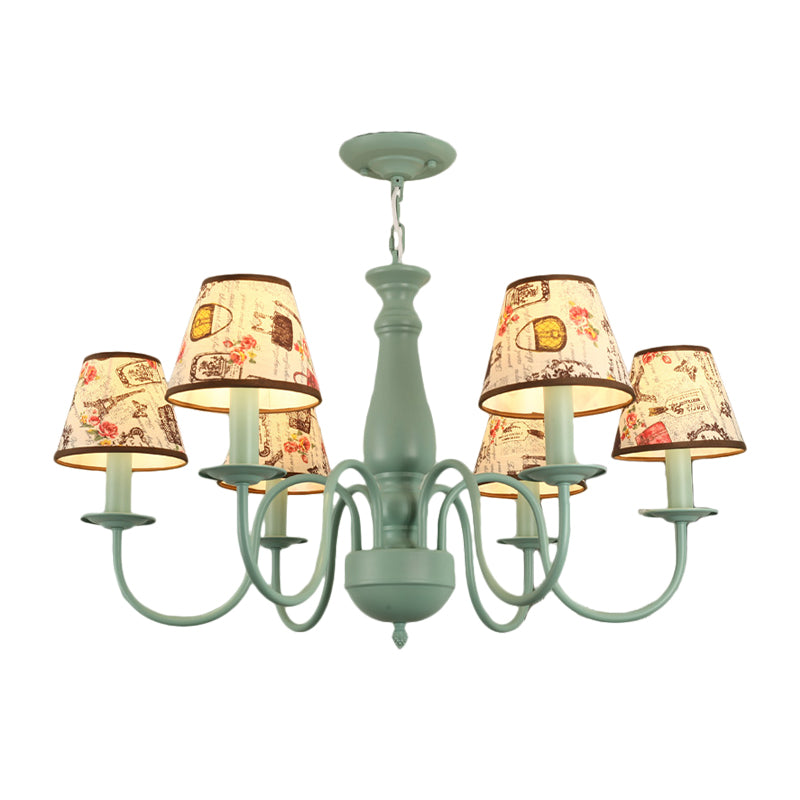 Macaron Colored Tapered Shade Chandelier Nordic Stylish Metal Hanging Light for Child Bedroom Clearhalo 'Ceiling Lights' 'Chandeliers' Lighting' options 205078